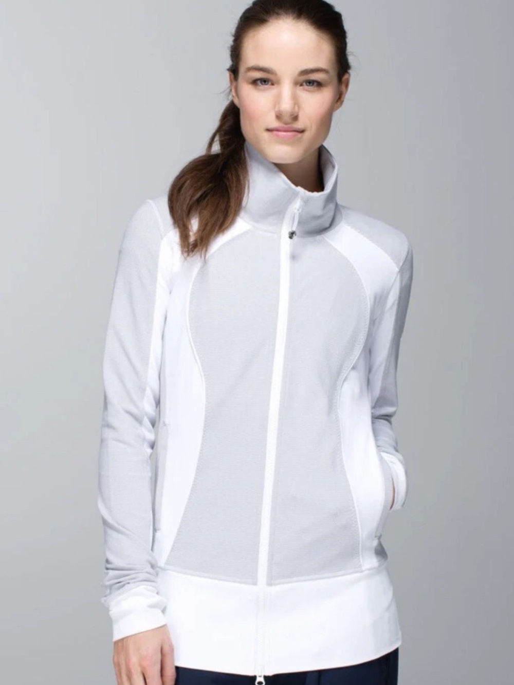 lululemon athletica Nice Asana Jacket Wee Stripe White Heathered Medium Grey 2